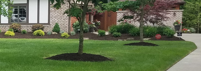Landscaping installed by Michaels Land Care at a home in Medina, OH.
